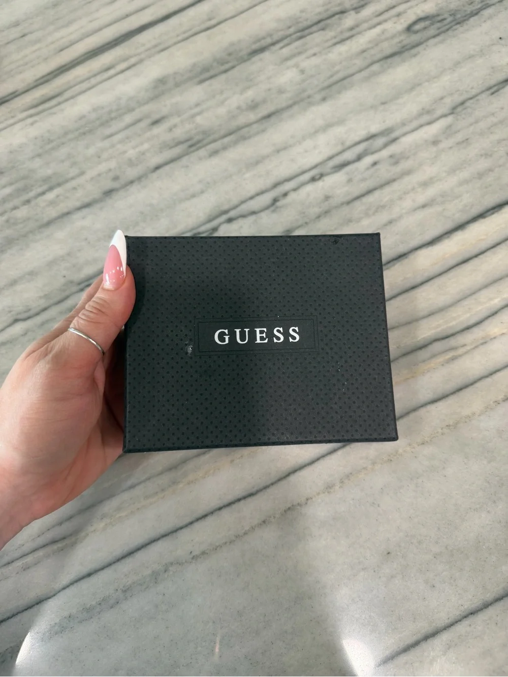 GUESS Black Leather Men's Wallet with Red Accent